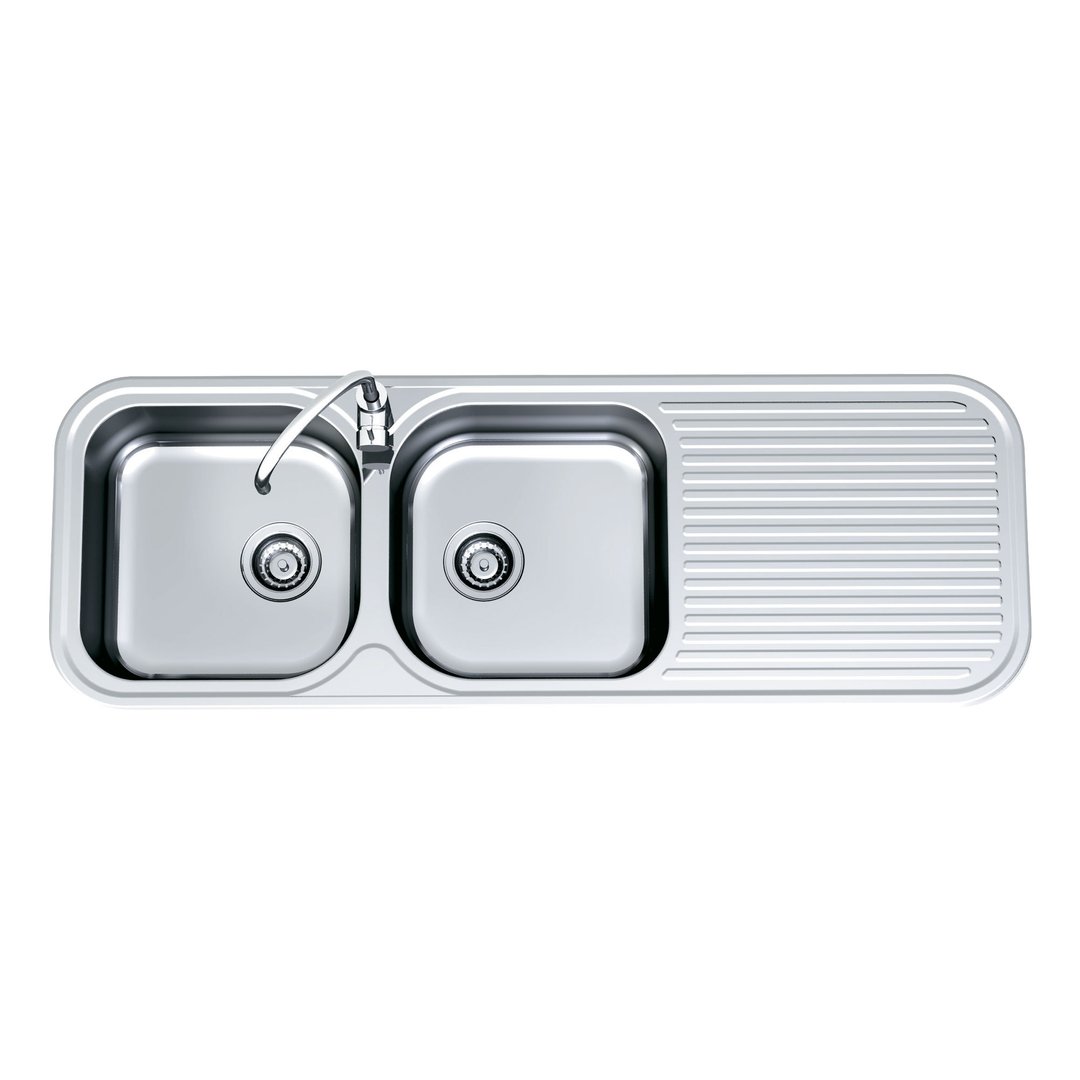 Clark S/S Sink Advance 3501F 1380X480 2 Bowl 1 Tap Hole Left