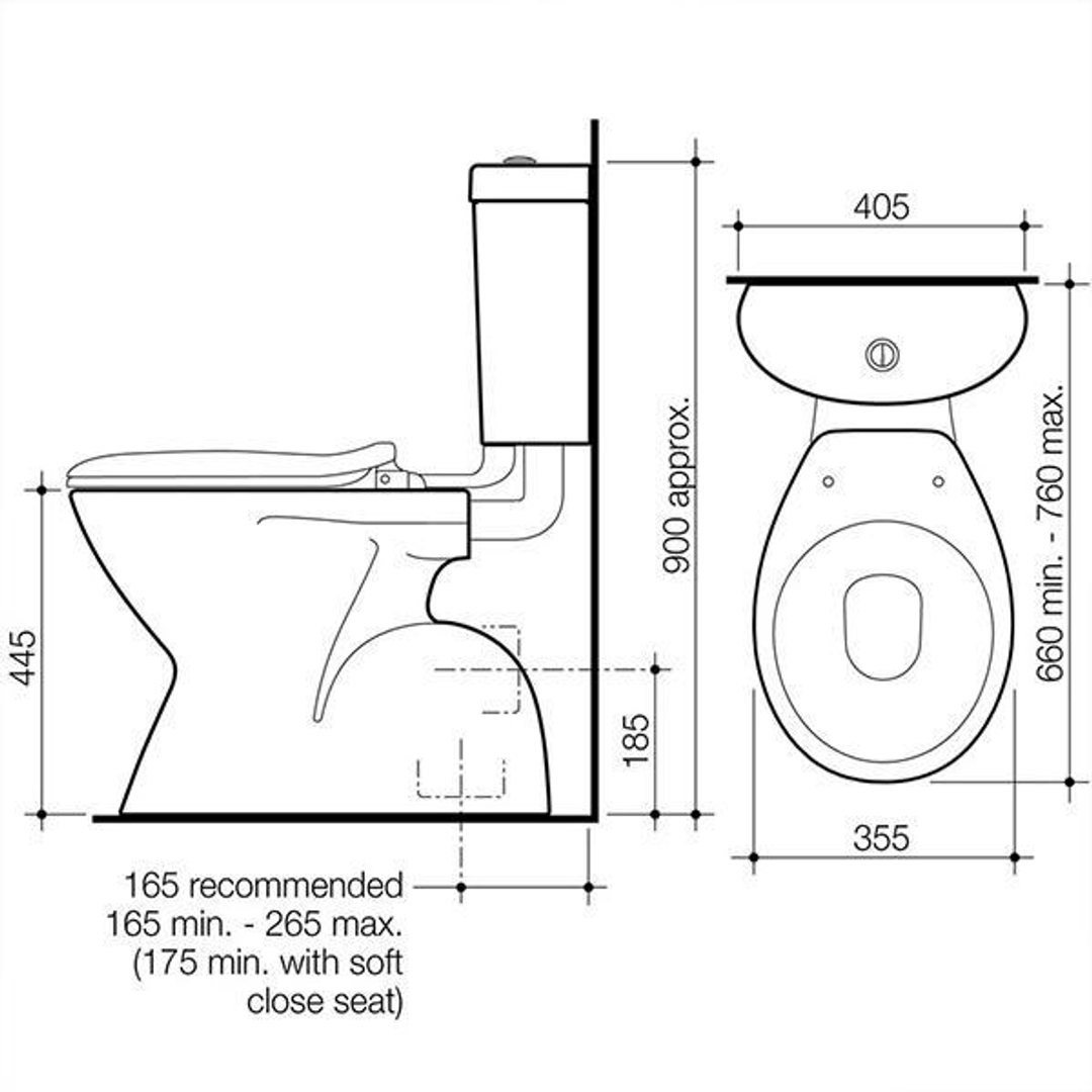 Caroma Profile 4 Easy Height Connector Toilet Suite