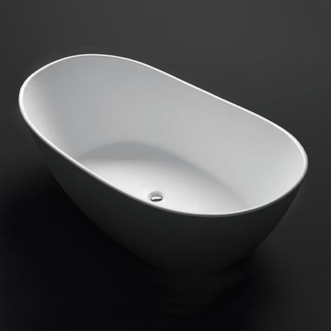 Kaskade Impro Cast Stone Freestanding Bath Matt White 1638mm