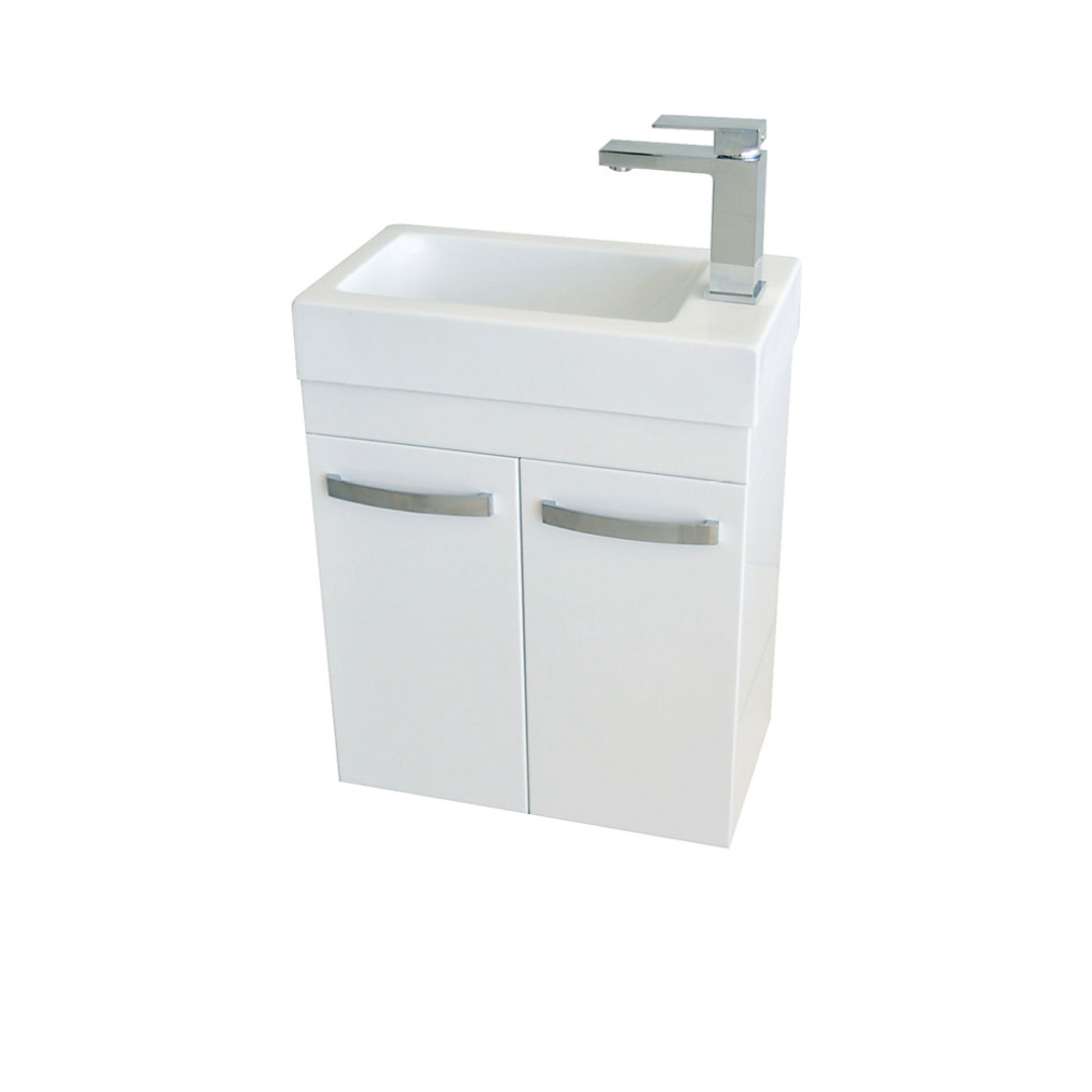 Fienza Ralph 450 Ensuite Gloss White Vanity - Wall Hung With Overflow