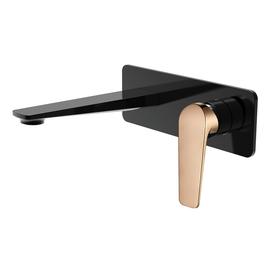 OTTI ZEVIO WALL BASIN MIXER MATT BLACK ROSE GOLD