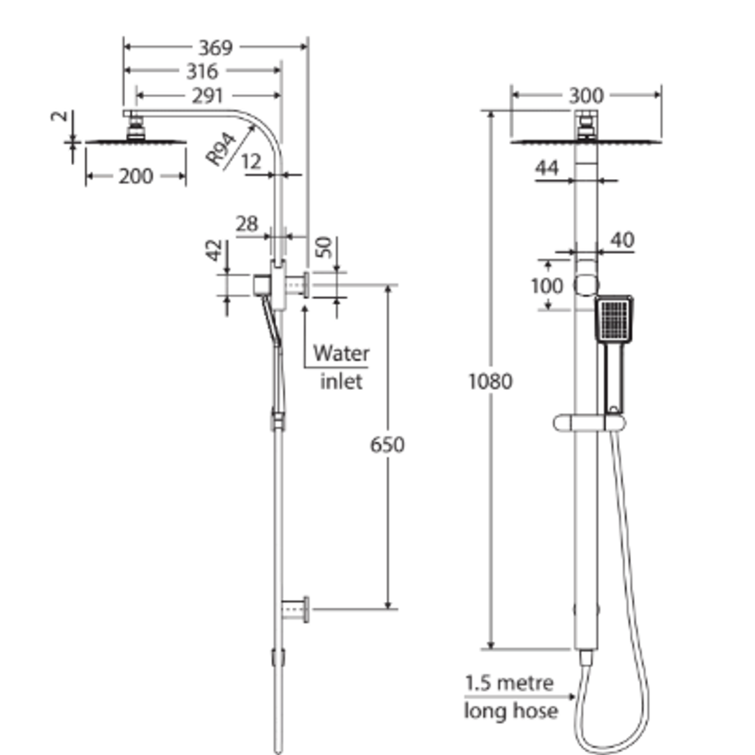 Fienza Koko Twin Rail Shower With Handshower Chrome 455107