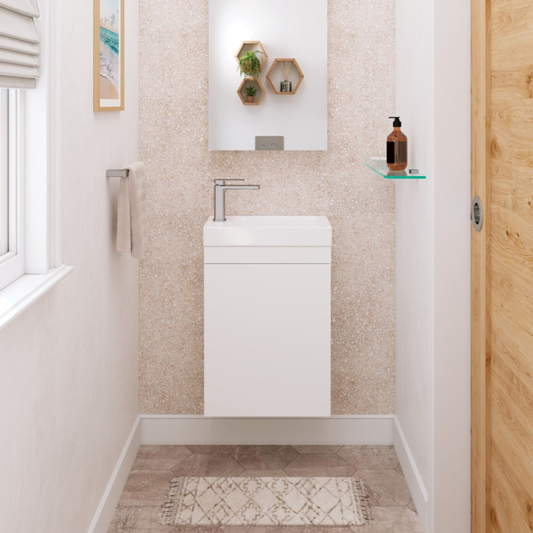 Fienza Edge 450 Ensuite Wall-Hung Vanity, No Overflow, Satin White