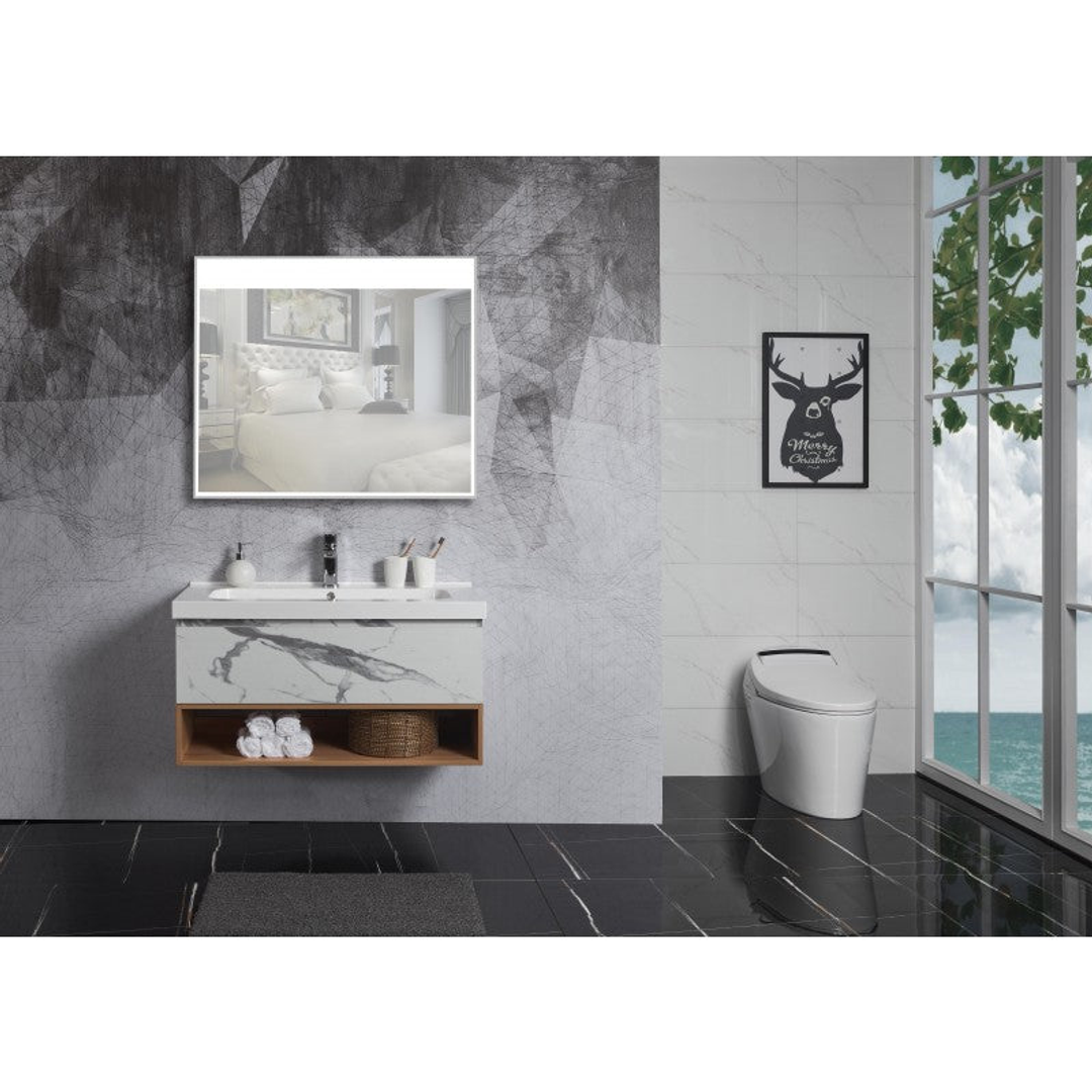 Belbagno Zero 1000mm Wall Hung Vanity Callacatta White Oak Zer-10