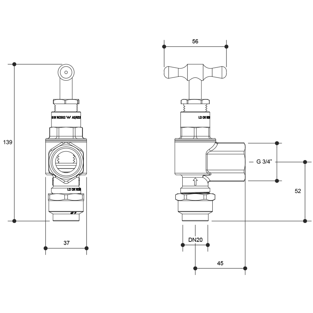 RA METER STOP FI 20MM BRASS GLAND