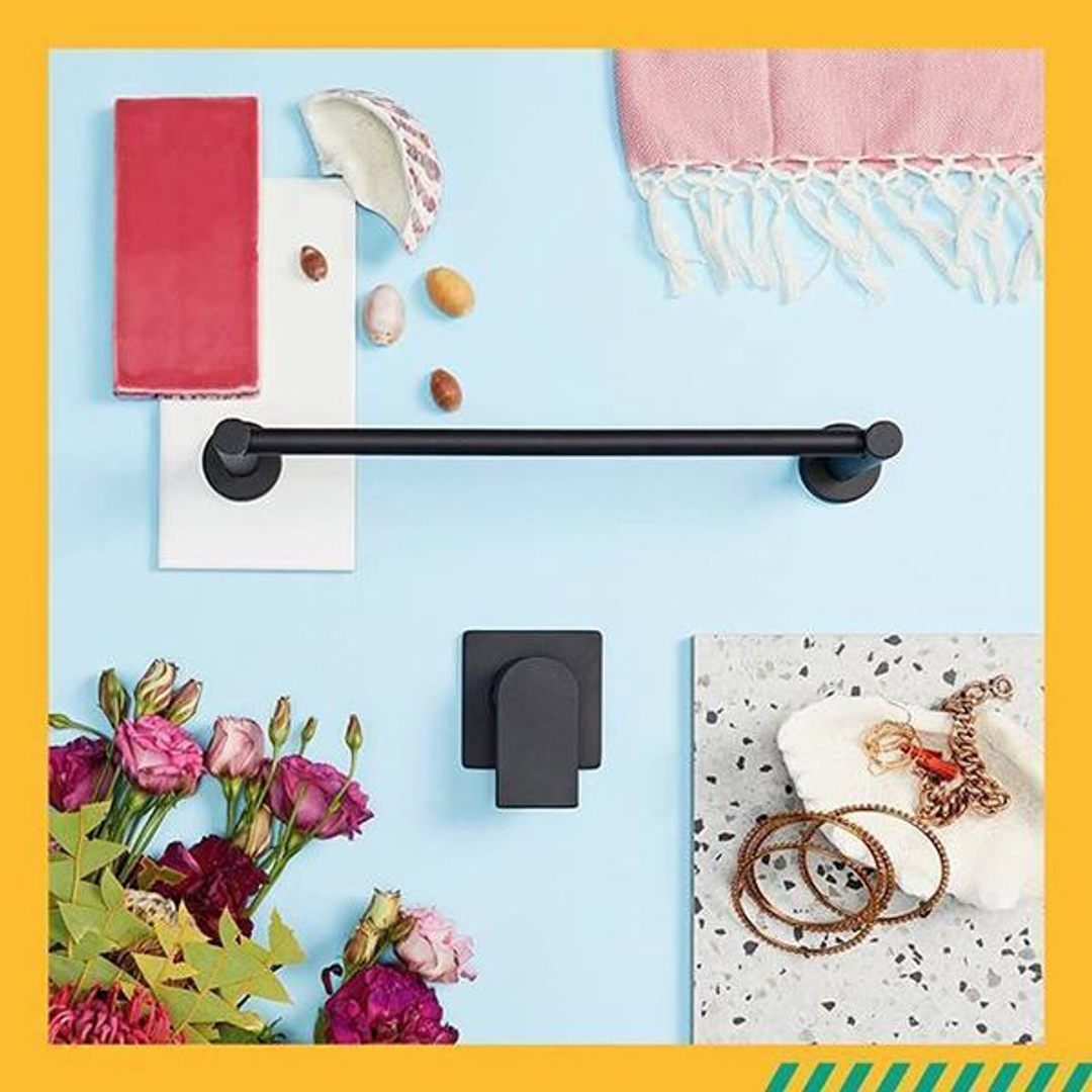 Clark Round Single Towel Rail 300mm - Matte Black