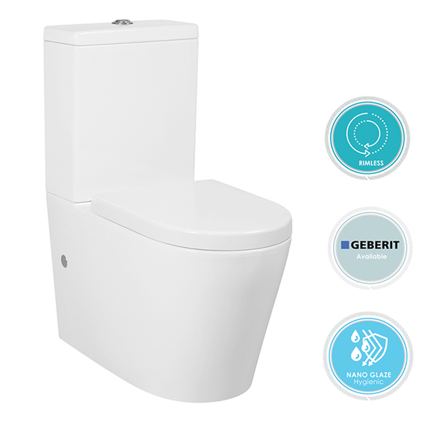 OTTI ALZANO RIMLESS BTW TOILET SUITE WITH GEBERIT CISTERN & STANDARD SEAT