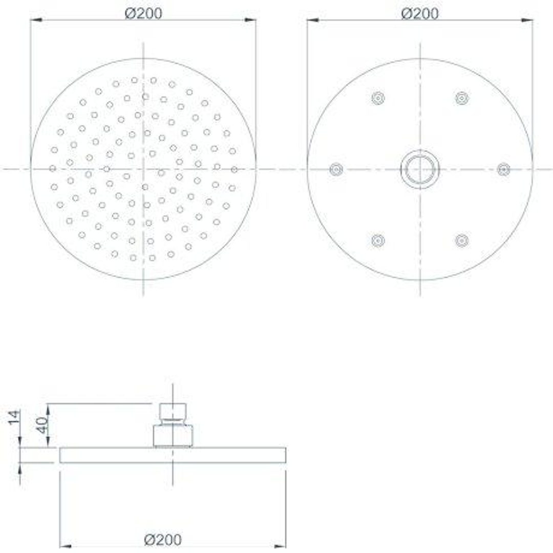 Methven Krome 200mm Round Drencher (Matte Black)