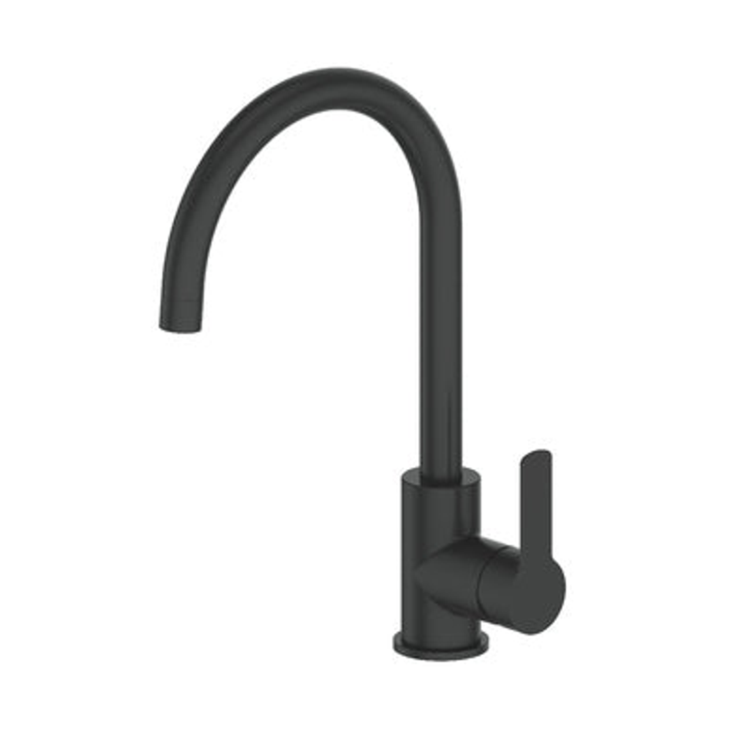 Greens Astro II Gooseneck Sink Mixer - Matt Black