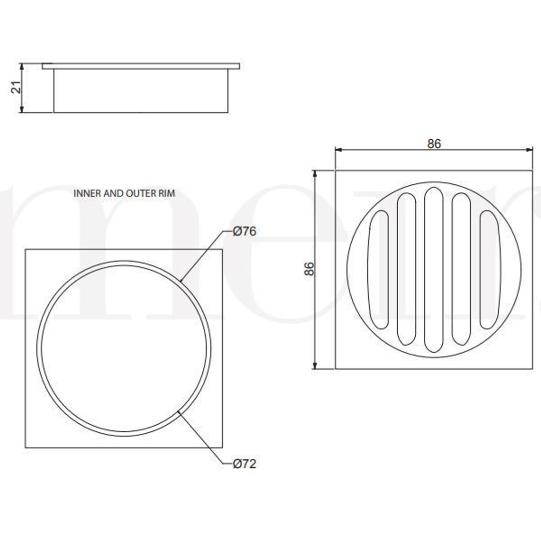 Meir Square Floor Grate Shower Drain 80Mm Outlet Matte Black