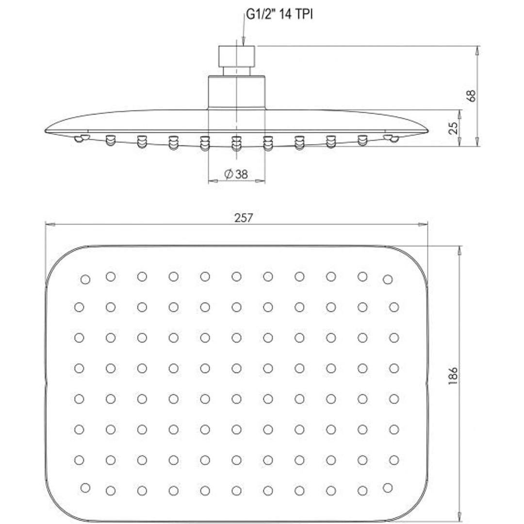 Phoenix Rush Shower Rose 200mm X 250mm