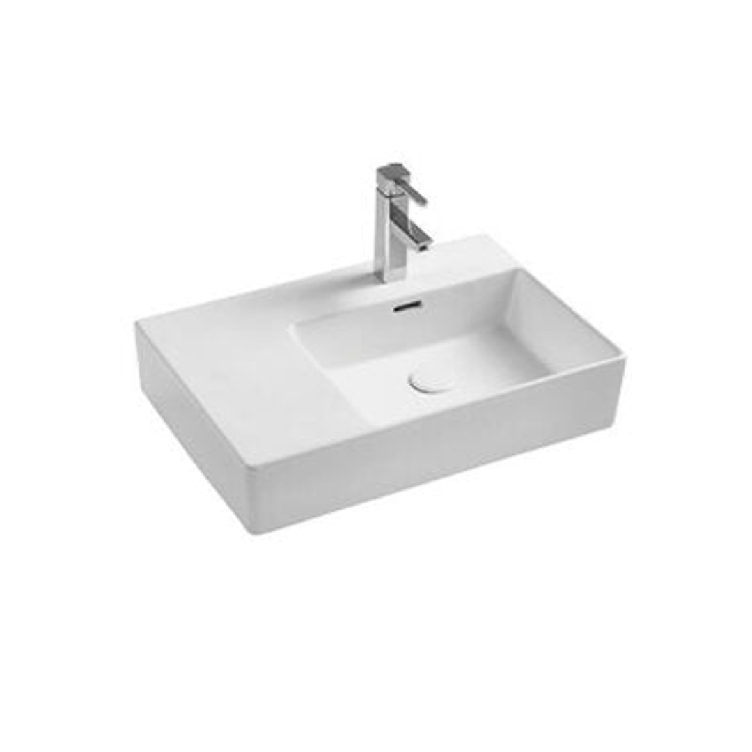 Bnk Naga Apb-04600R-Wh Above Counter Wall Hung Basin 600 X 420 X 120mm Gloss White