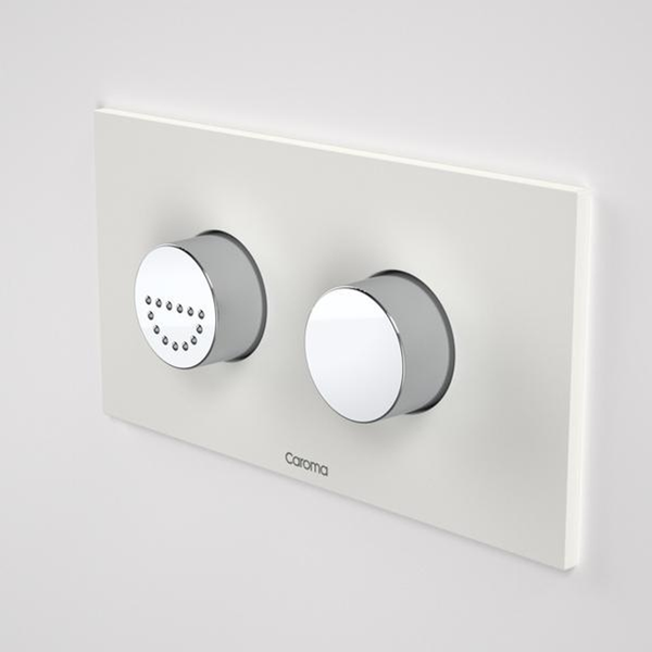 Caroma Invisi Series II Round Dual Flush Plate & Raised Care Buttons - Morning Glow
