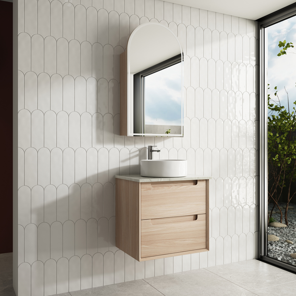 Aulic Ainsley 600 Cabinet With Snow Flat Stone Top
