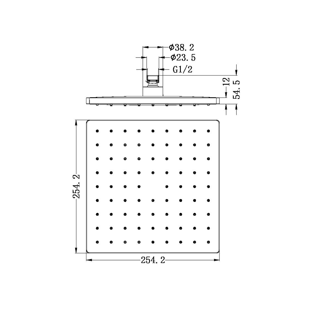 Nero 250mm Abs Square Shower Head Brushed Nickel