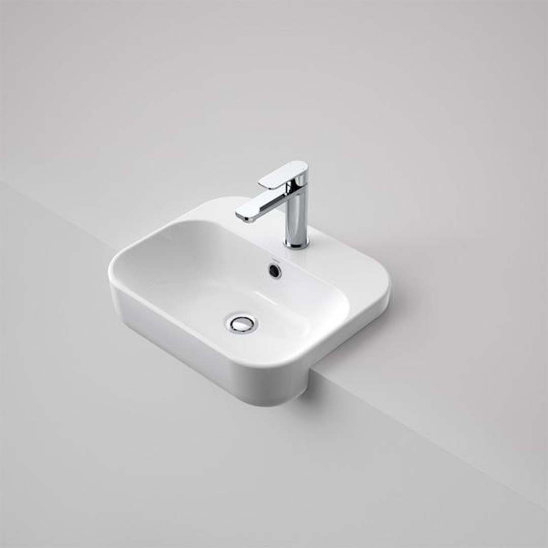 Caroma Luna Semi Recessed Basin 0 Tap Hole White 873605W