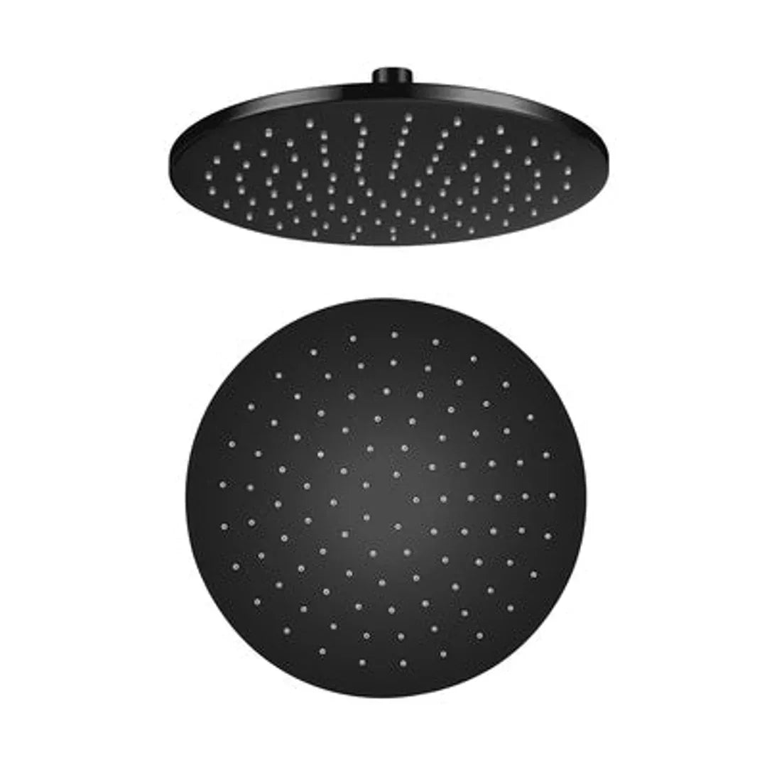 Aquas Air Brass Overhead Shower 250mm Round Matt Black - Burdens Plumbing