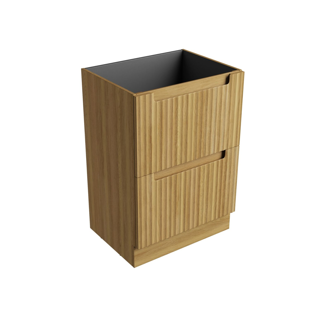 Aulic Lovina Floor Standing Harvest Oak Fluted Cabinet 600X460X420mm With Ceramic Top