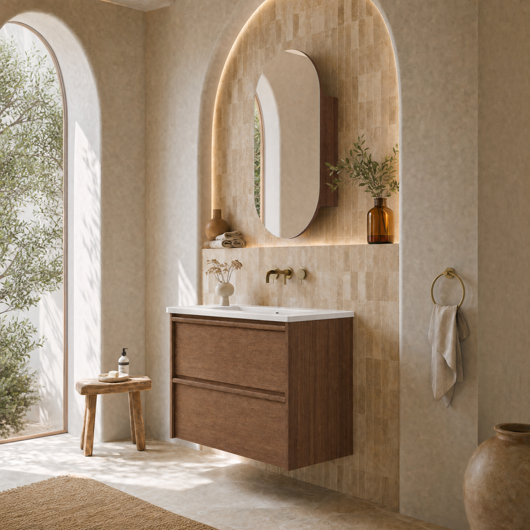 Aulic Venetta Framed Wall Hung 750Mm Walnut Cabinet 730X458X560Mm