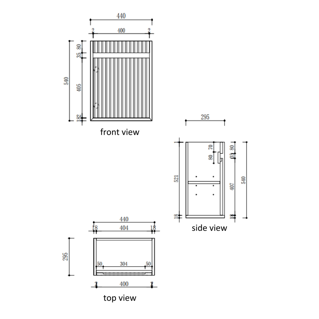 Aulic Mini Ravia Fluted Wall Hung 450Mm Harvest Oak Cabinet