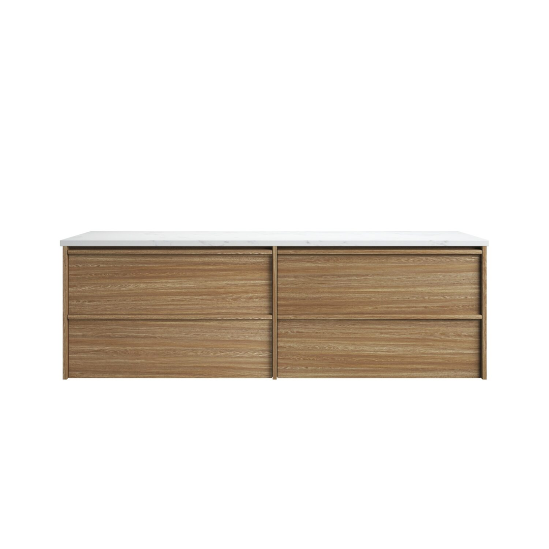 Aulic Venetta Framed Harvest Oak Wall Hung 1800 Double Cabinet 1800 With Cato Flat Top