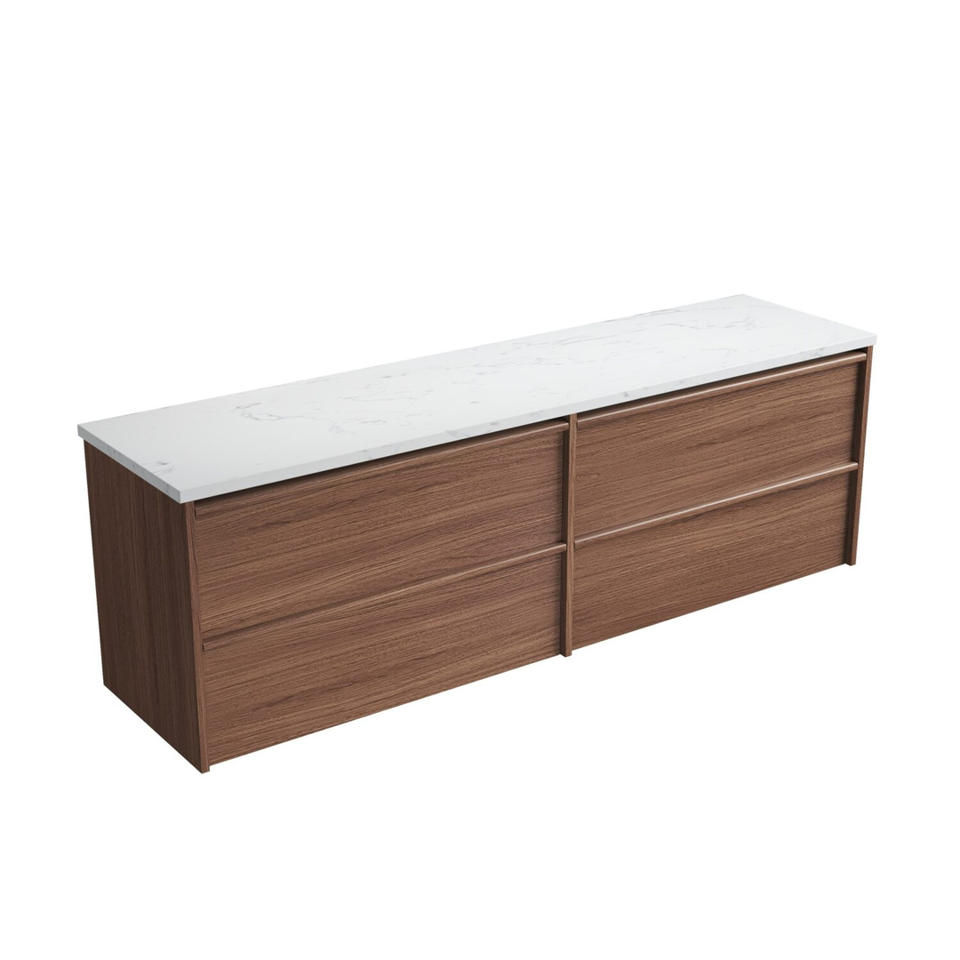 Aulic Venetta Framed Wall Hung 1800Mm D Walnut Cabinet 1800X468X585Mm With Cato Flat Stone