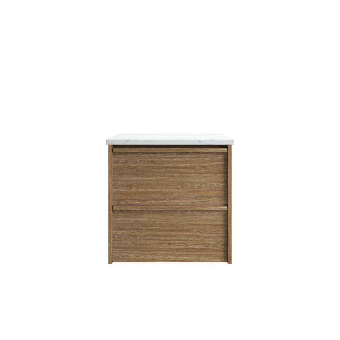 Aulic Venetta Framed Harvest Oak Wall Hung 600Mm Cabinet 600 With Crystal Ceramic Top