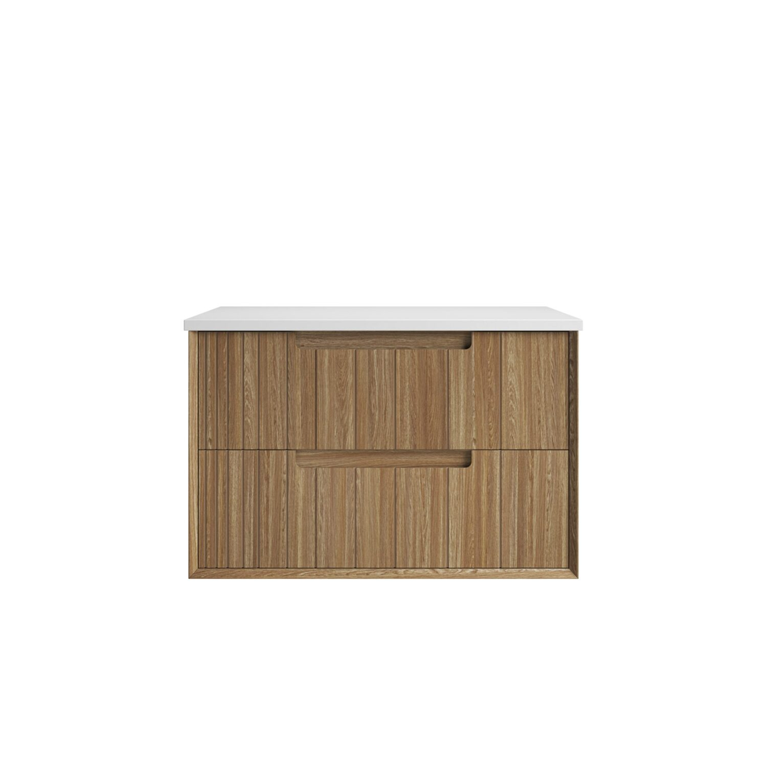 Aulic Voulari Framed W/H 900 Harvest Oak Cabinet & Alpine Stone Top C/W U/M Basin Vo900Whast86
