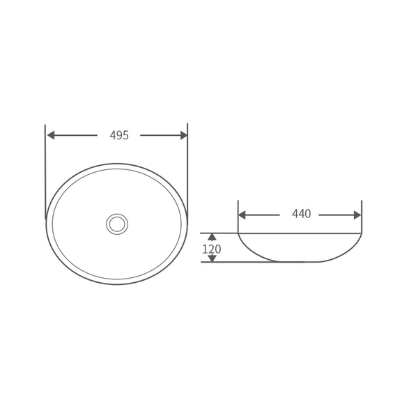 Bnk Naga Apb-03495-Wh Above Counter Basin 495 X 440 X 120mm Gloss White