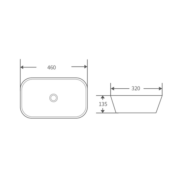 Bnk Naga Apb-03460-Wh Above Counter Basin 460 X 320 X 135mm Gloss White