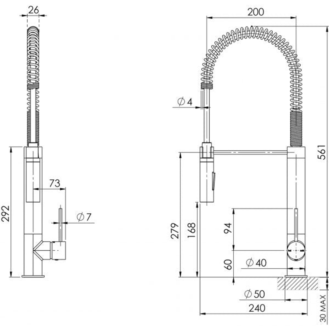 Phoenix Vivid Slimline Tall Spring Sink Mixer - Chrome