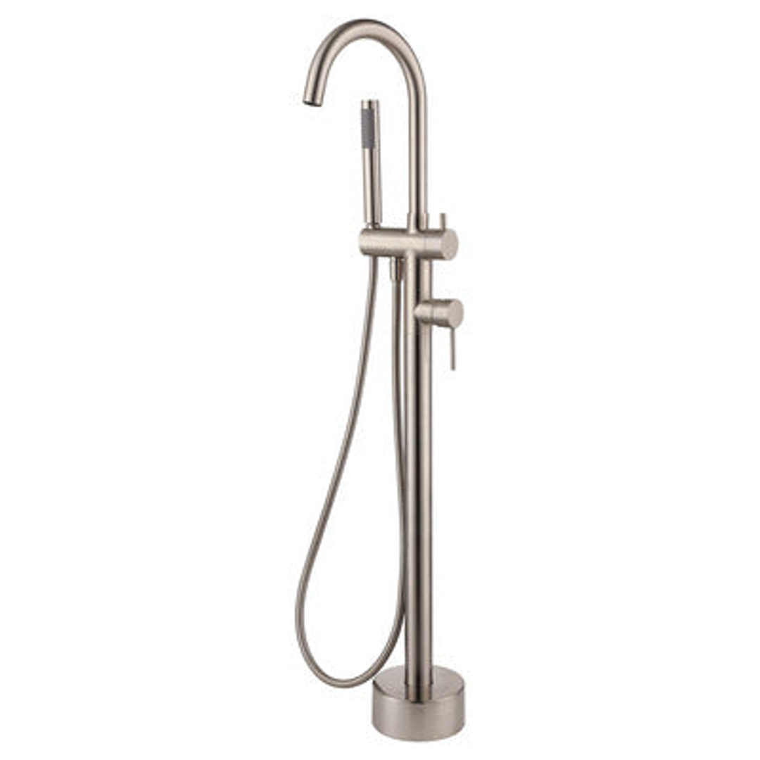Fienza Kaya Floor-Standing Mixer With Shower Head Brushed Nickel