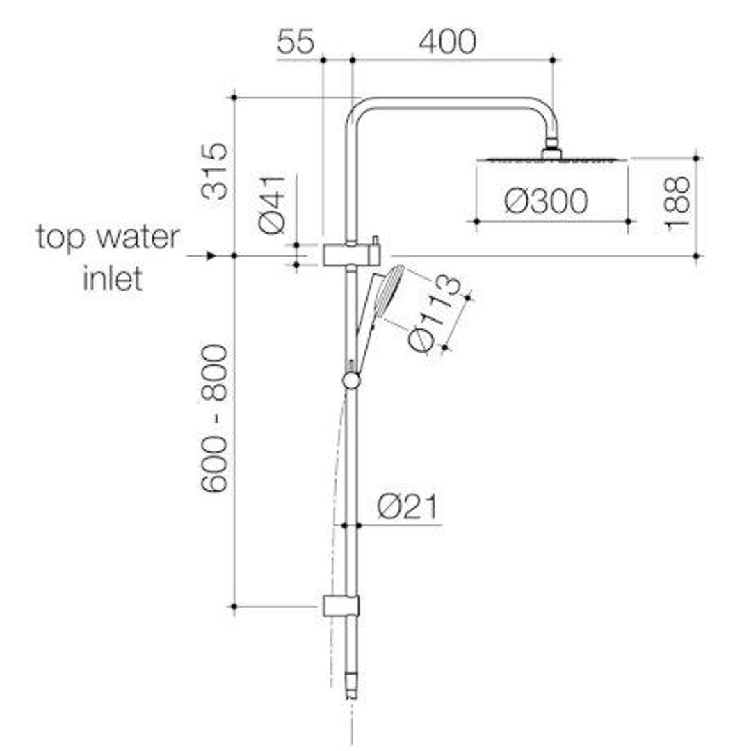 Caroma Urbane II Rail Shower 300mm Overhead Matte Black