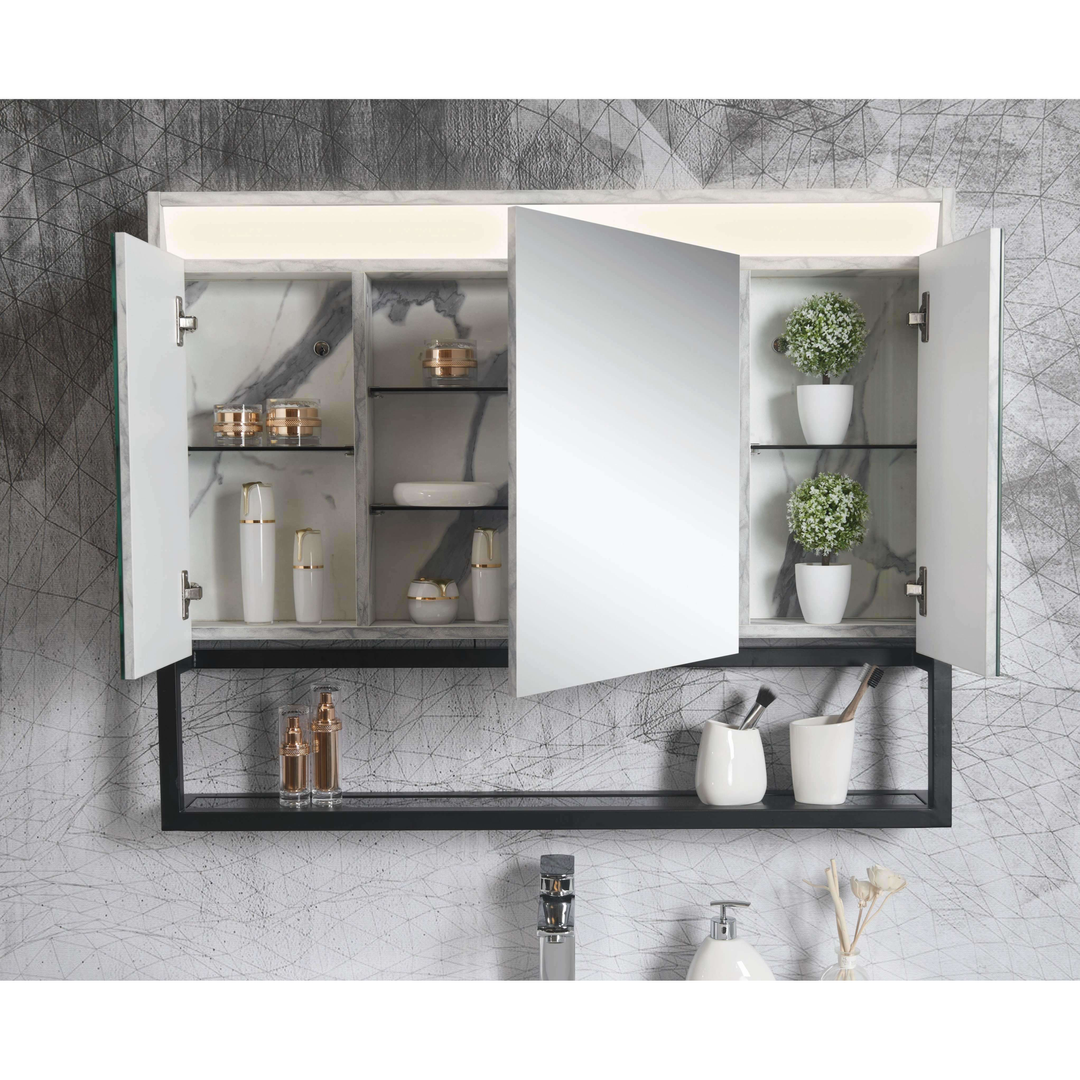 Belbagno Zero 1000mm Mirror Cabinet Metal Frame 1000 X 126 X 701