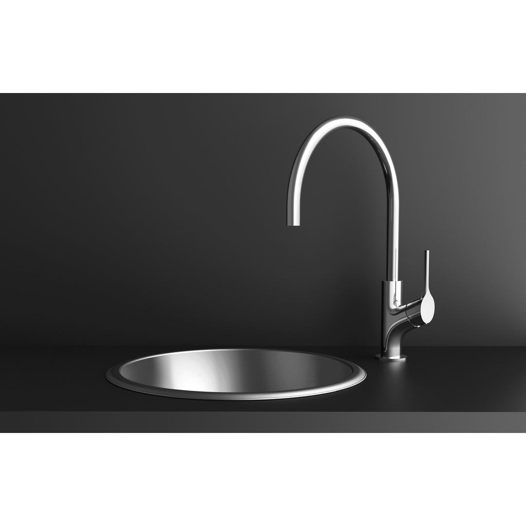 Phoenix Vivid Slimline Oval Sink Mixer 220Mm Gooseneck - Chrome