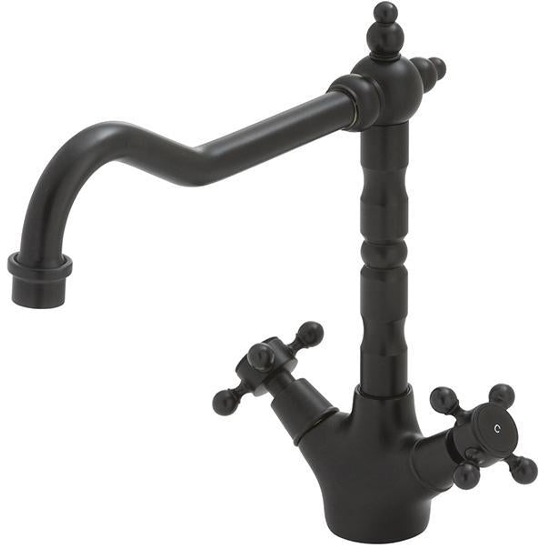 Fienza Lillian Shepherds Crook Sink Mixer - Matte Black