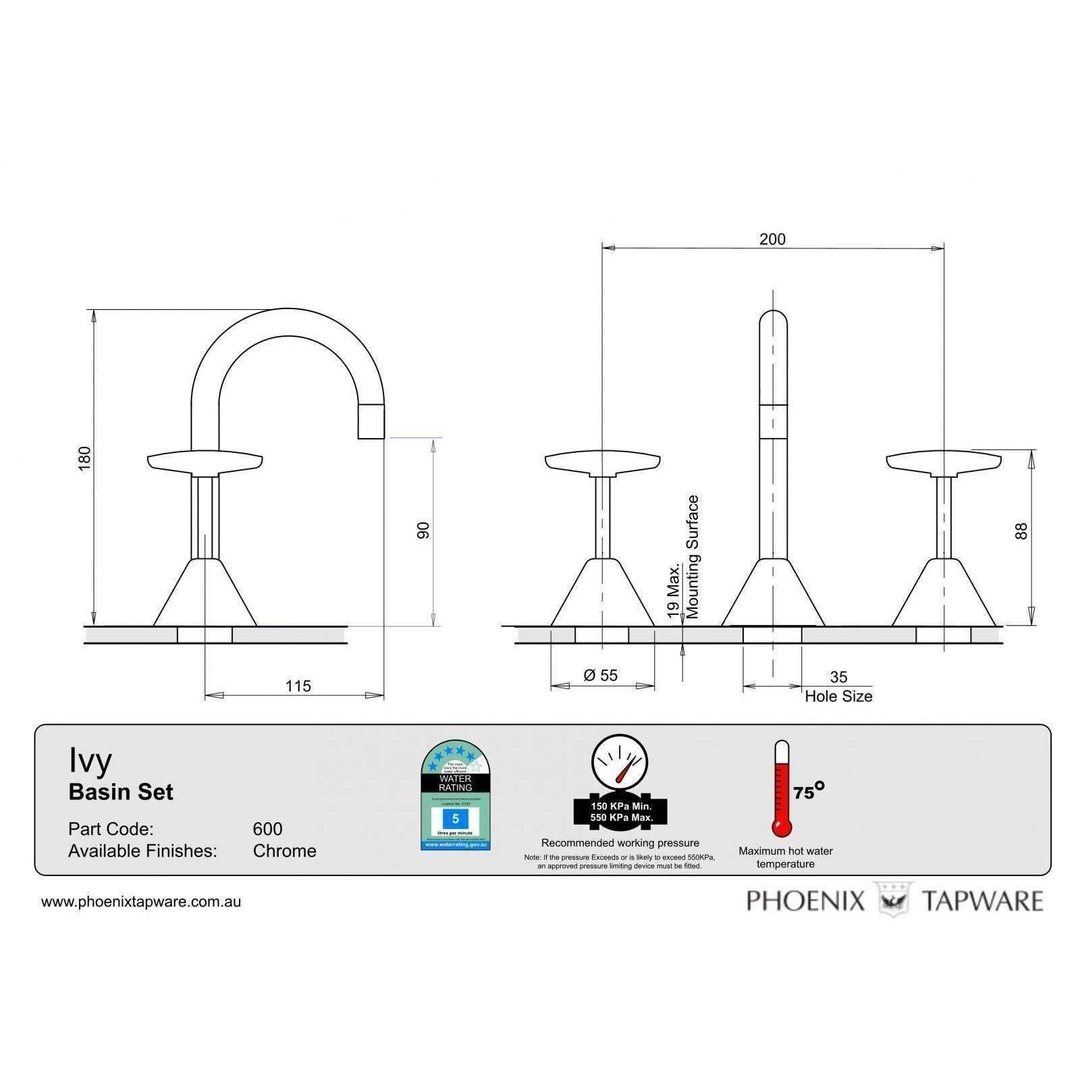Phoenix Ivy Basin Set Chrome 600Chr