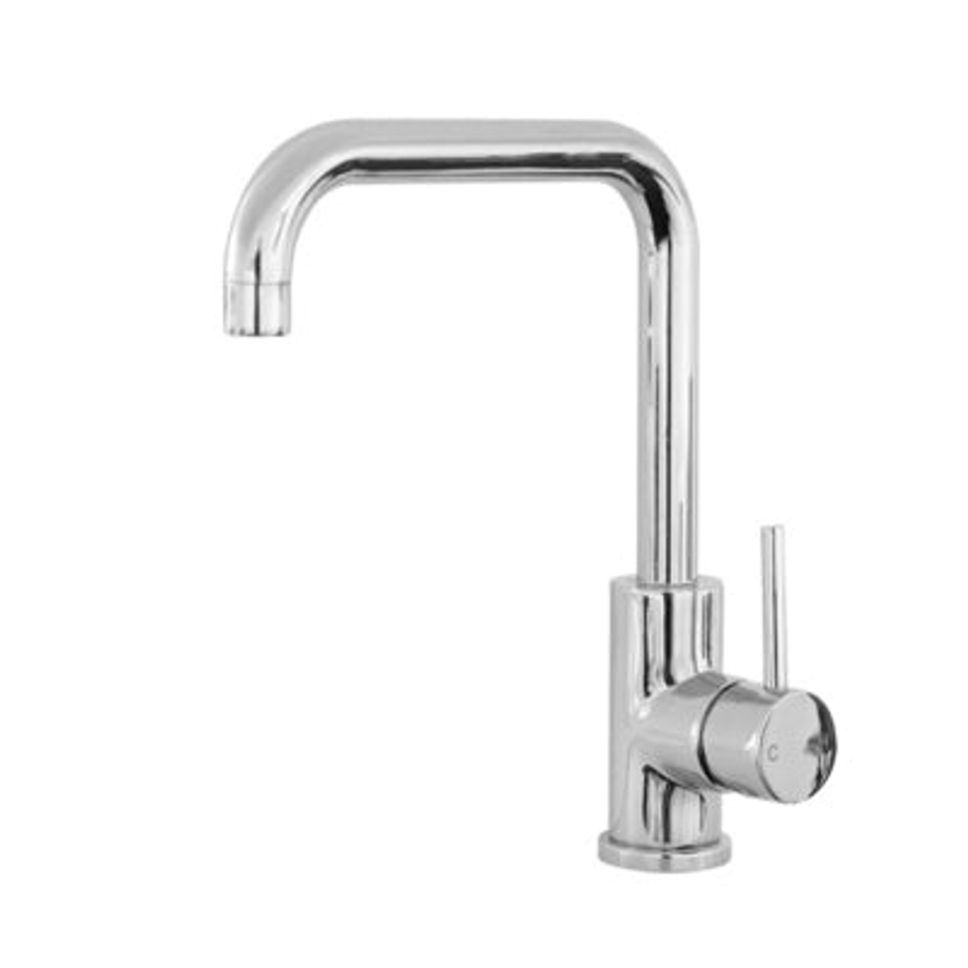 Milan Round Pin Lever 'Squared Neck' Gooseneck Sink Mixer