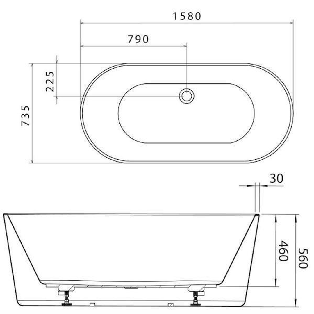 Caroma Aura Freestanding Bath White 1600mm