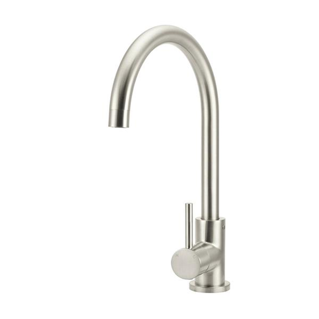 Meir Round Gooseneck Kitchen Mixer Tap Brushed Nickel