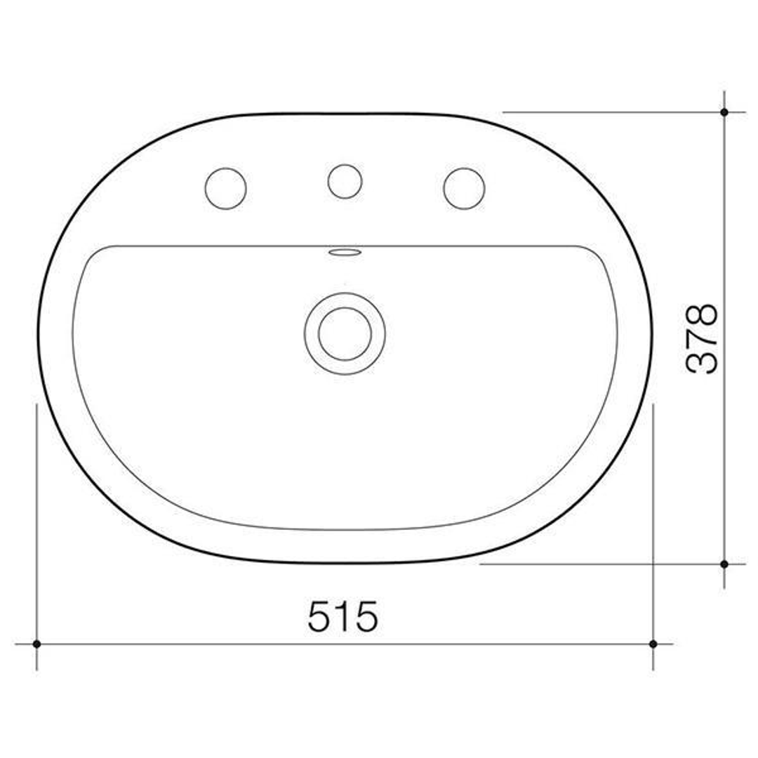 Caroma Track Inset Basin White 1 Tap Hole