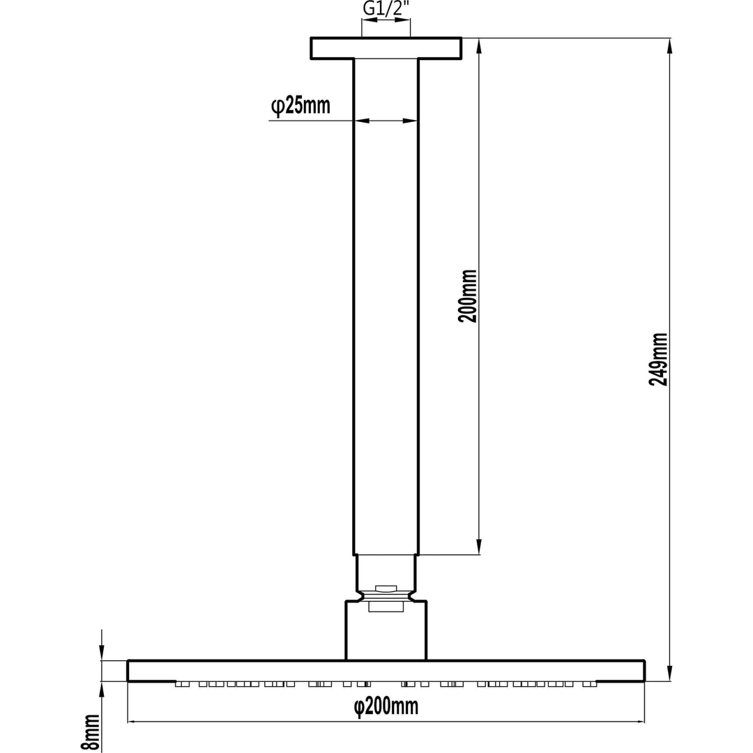 Harmony Bassini Overhead Ceiling Shower Black