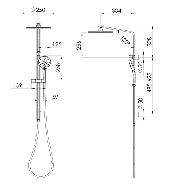 Phoenix Oxley Twin Shower Brushed Nickel