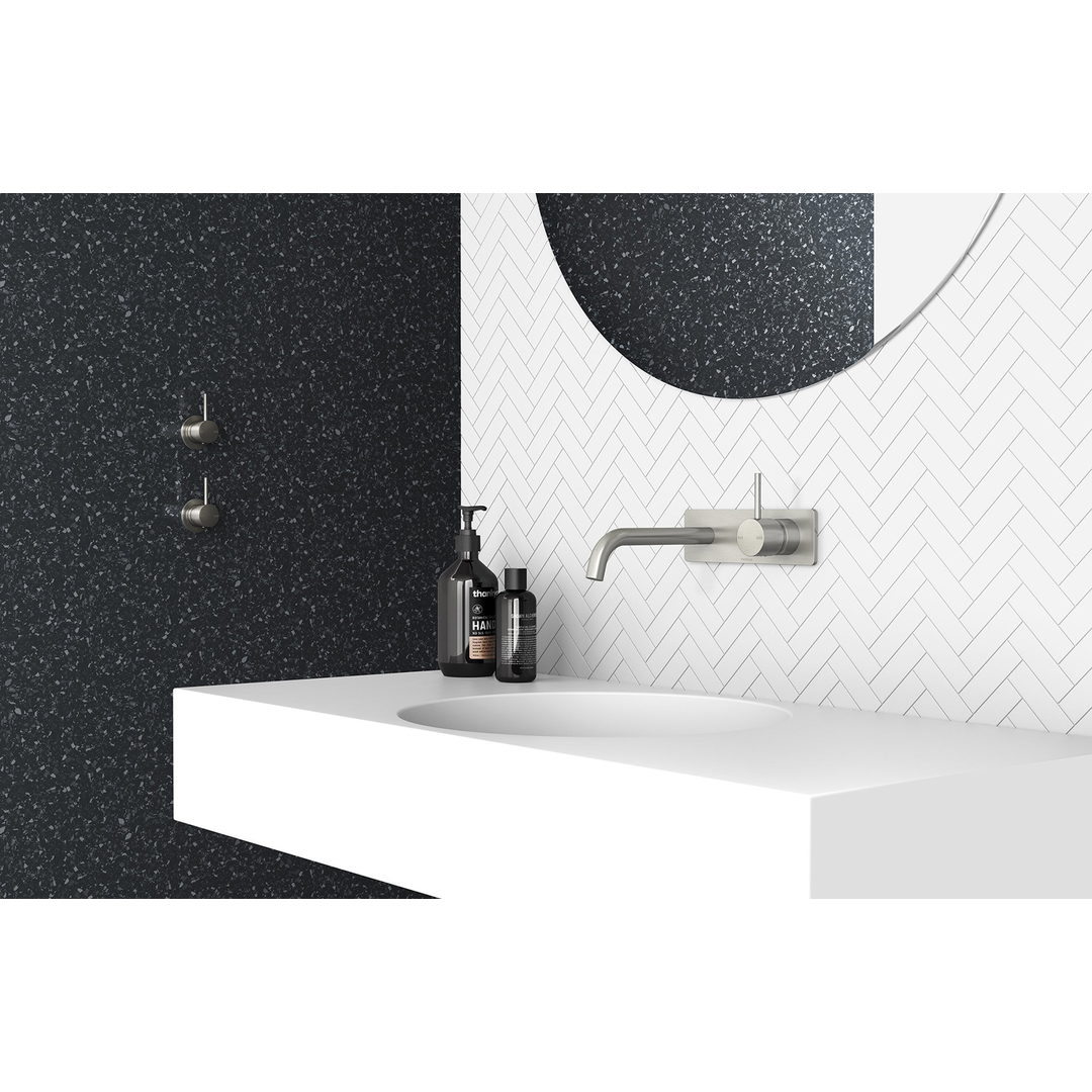 Phoenix Vivid Slimline Up Wall Basin/Bath Mixer Set-Brushed Nickel