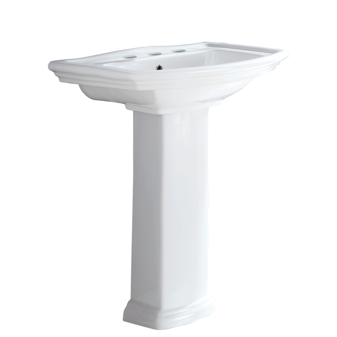 Fienza Washington 560 Wall Basin With Pedestal 560X420Mm 3Th White