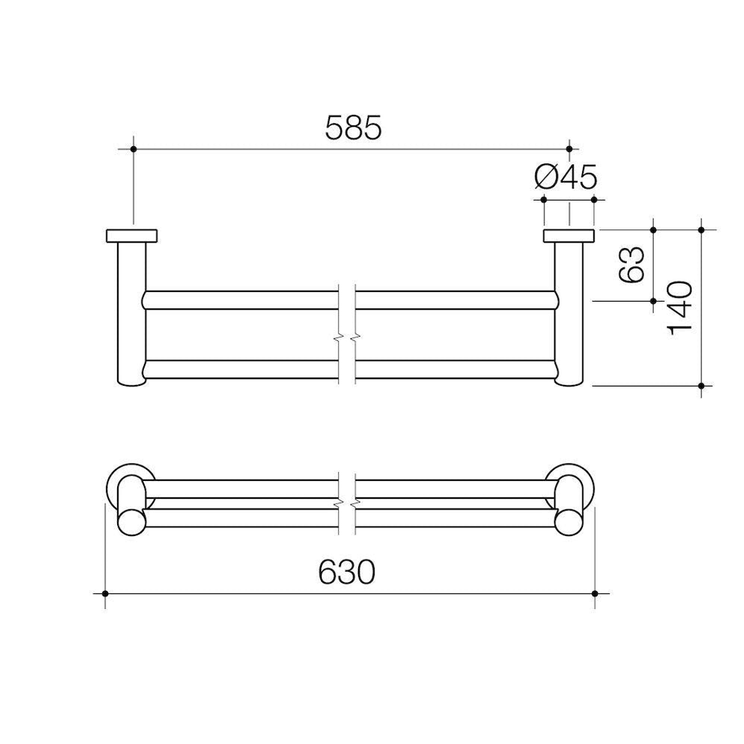 Caroma Cosmo Metal Double Towel Rail 630mm Matte Black