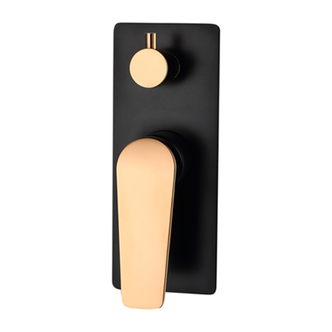 OTTI ZEVIO WALL DIVERTER MIXER MATT BLACK ROSE GOLD