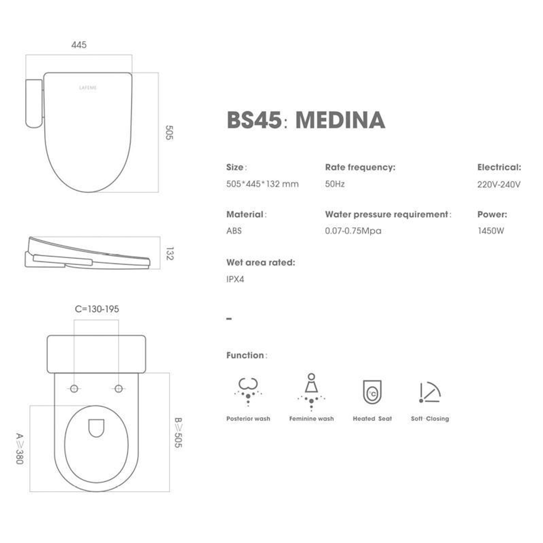 Lafeme Medina Bidet Toilet Seat With Uv Bacteriostasis