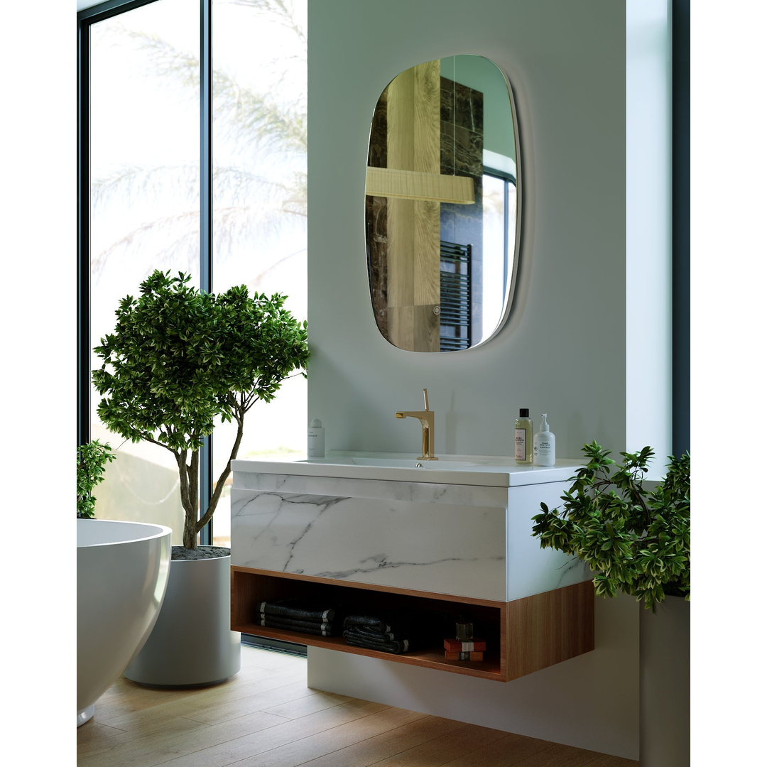 Belbagno Zero 1000mm Wall Hung Vanity Callacatta White Oak Zer-10