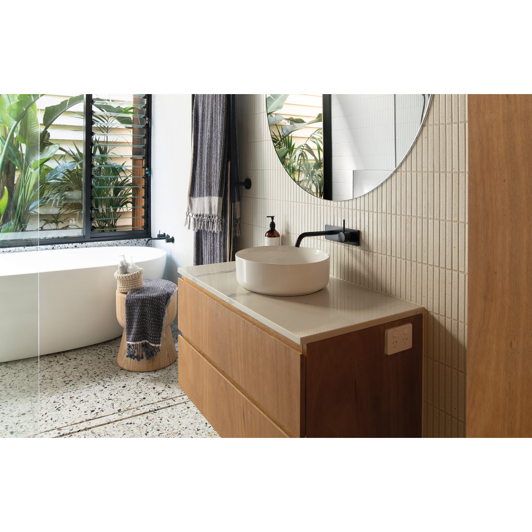 Phoenix Vivid Slimline Up Wall Basin/Bath Mixer Set-Matte Black